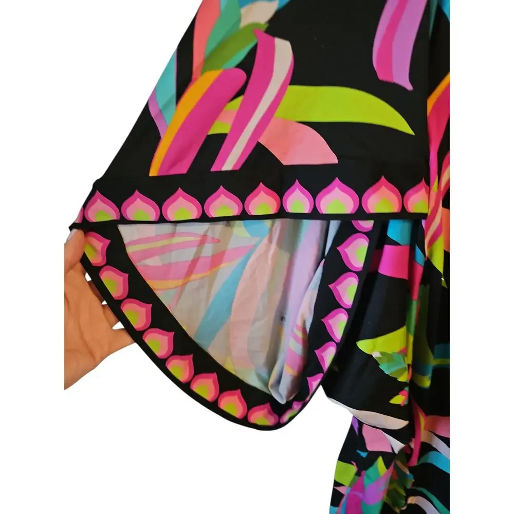 Trina Turk Birds of Paradise Tunic Swimsuit Cover Up Dress Beach Cruise  M SW14